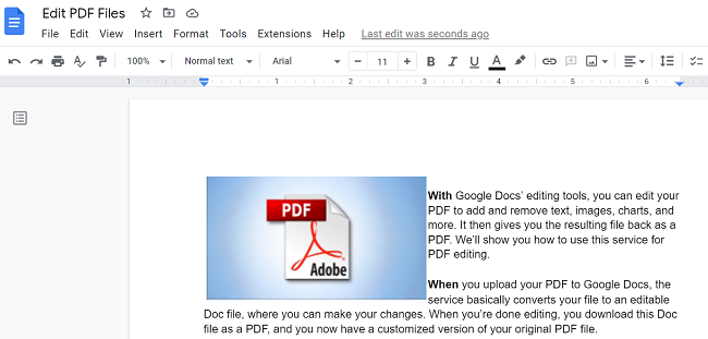 Edite archivos PDF con Google Docs.