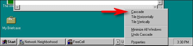 Opciones en cascada en Windows 95.